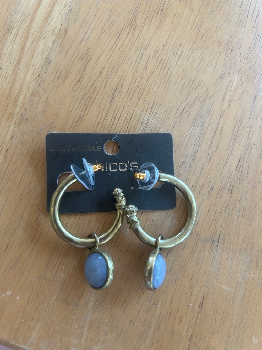 Chico's Gold-Tone Hoop Earrings with Lavender Drops